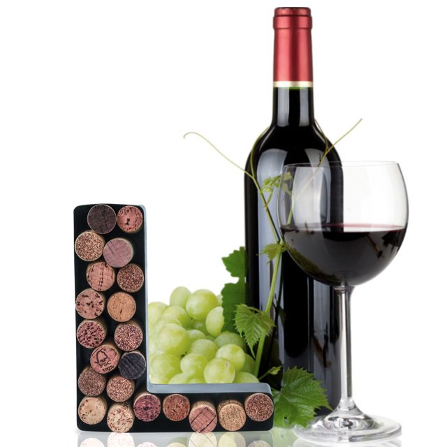 Made Easy Kit Metal Letter Wine Cork Holder, Black, Metal, Set of 1