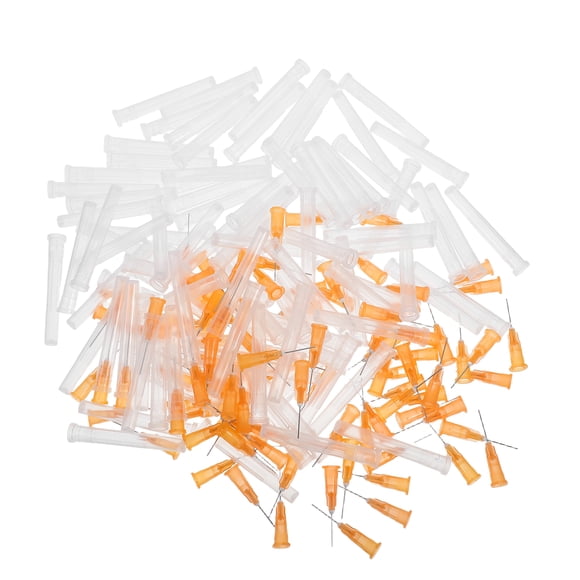 KAKOWELY Aiguilles pour Bouteilles de Colle 100 Pcs Aiguilles Distributrices en Plastique 25g 13mm Aiguille de Distributeur de Liquide Industriel pour Remplissage Encres Liquides Colle Adhésive Orange2.17"X0.28"X0.28 Pouces
