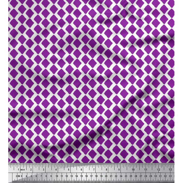 Soimoi Poly Georgette Fabric Diamond Block Printed Craft Fabric by The Yard 52 Inch Wide