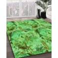 thumbnail image 3 of Ahgly Tapis Rond Lavable en Machine Intérieur Transitionnel Vert Émeraude, 3 Pieds Rond, 3 of 7