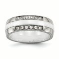 thumbnail image 1 of Bague en Céramique Blanche Polie en Acier Inoxydable CZ Taille 8, 1 of 7