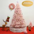 thumbnail image 1 of Gymax 7ft Pink Classic Pine Christmas Tree Artificial Hinged Tips (Pink), 1 of 10