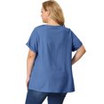 thumbnail image 4 of GRACE & GRANDEUR Blouse pour Femme Grande Taille Décontractée à Col en V à Manches Courtes en Chambray, 4 of 5