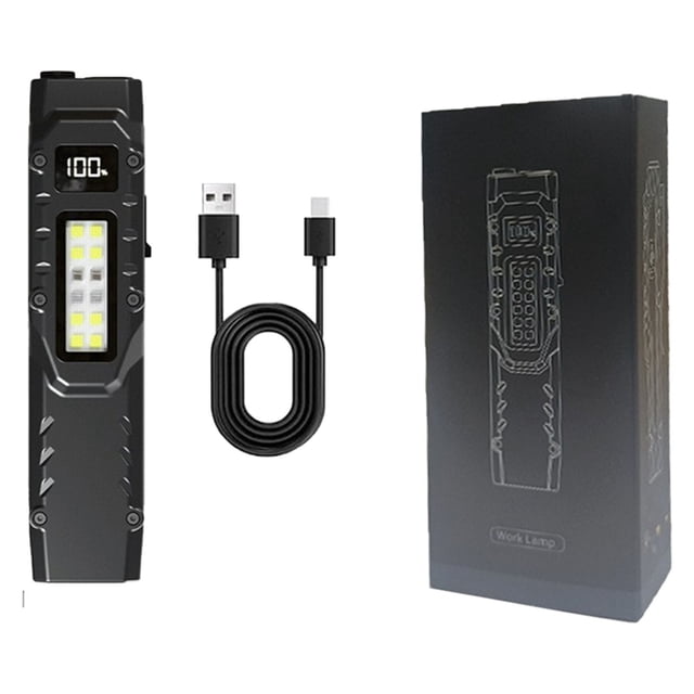 Flashlight for Outdoor Use – 15 Rechargeable Flat LED with Digital Screen Power Stainless Steel Pocket Light 8 Modes -Thin Ideal for Home and Camping