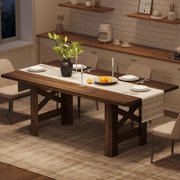 Yiwa 71" Rectangular Dining Table, Wooden Farmhouse Kitchen Table with Stable Triangular Legs for 6-8