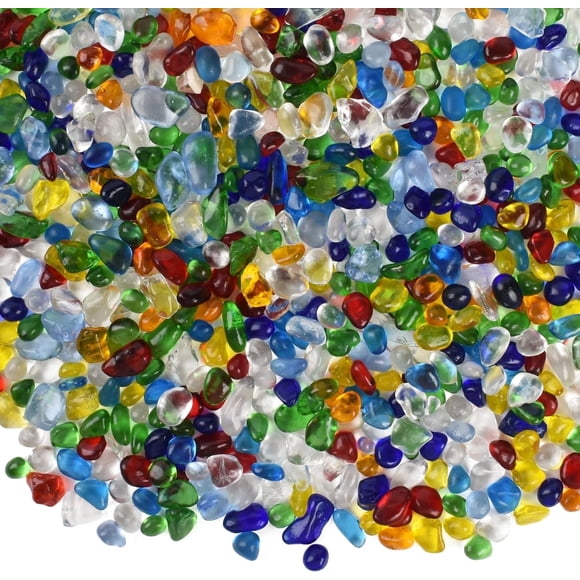 HUIANER Fish Tank Decorations Glass Pebbles Aquarium Gravel Small Irregular Stones Vase Filler Garden Decor 1 lb