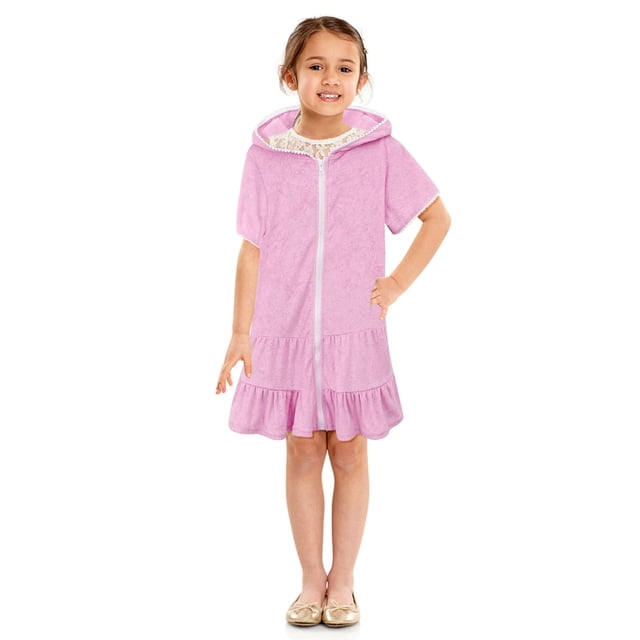 DPTALR Girls Swim Cover Up Kids Swimsuit Coverup Zip-Up Beach Bathing Suit Robe