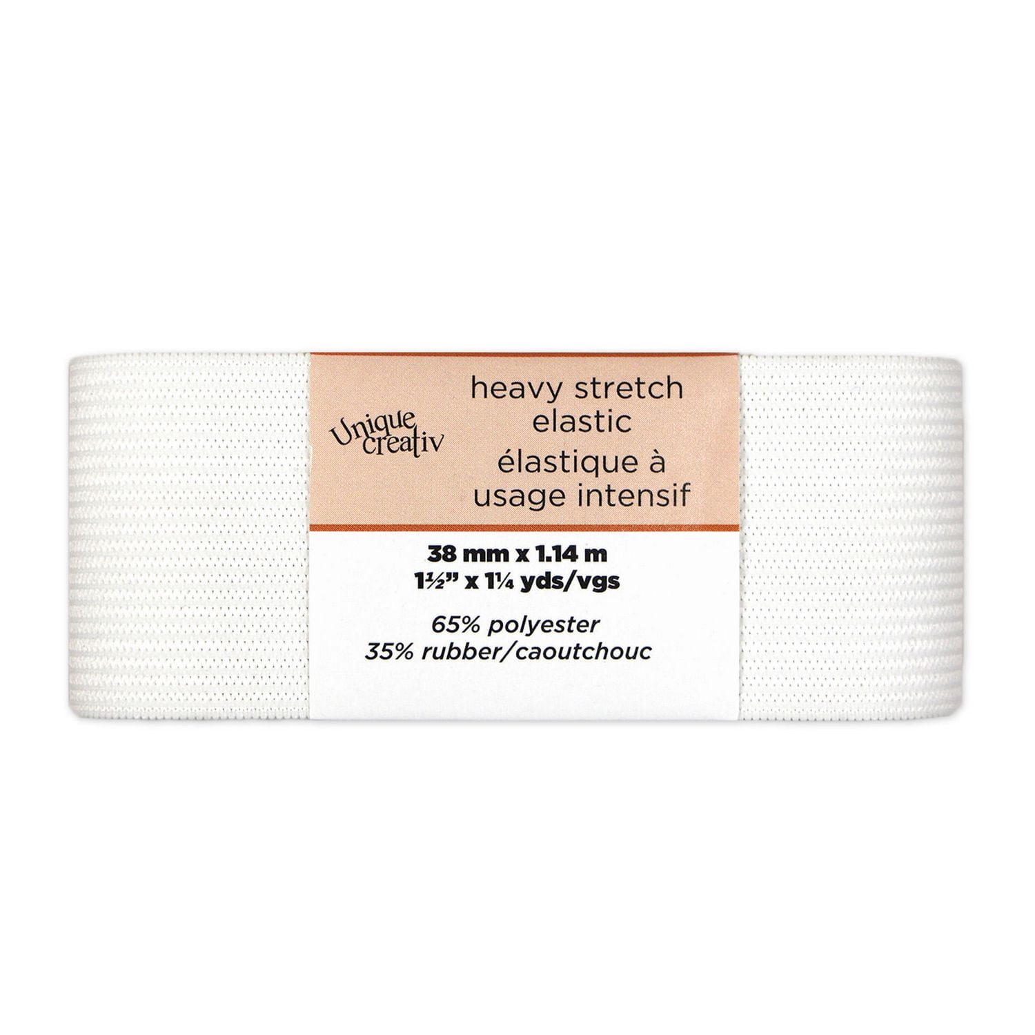 UNIQUE CREATIV Heavy Stretch Elastic 38 mm (1.5 in) White, 14 m (15.3 yd)