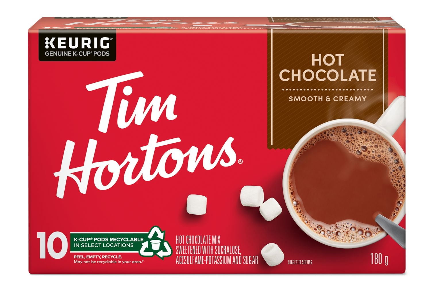 Tim Hortons Hot Chocolate K-Cups Pods, Single-Serve K-Cups, Compatible with Keurig Coffee Makers, Smooth & Creamy, 10 Count