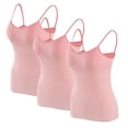 thumbnail image 1 of Timegard Camisoles pour Femmes 3 Pcs avec Soutien-Gorge Intégré Col Rond Bretelles Spaghetti Ajustées Douces Maillots de Corps Décontractés Hauts de Pyjama, 1 of 4