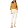 thumbnail image 2 of INSPIRE CHIC Blouse pour Femme Col en V Manches 3/4 Pois devant Boutonné Haut TP Jaune, 2 of 6