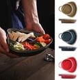 thumbnail image 1 of Plate Blue Ceramic Soup and Side Dish Bowl Set Divided Bowls and Plates for Salad Breakfast Sandwich and Dipping(1Pcs) Rkxzt, 1 of 9