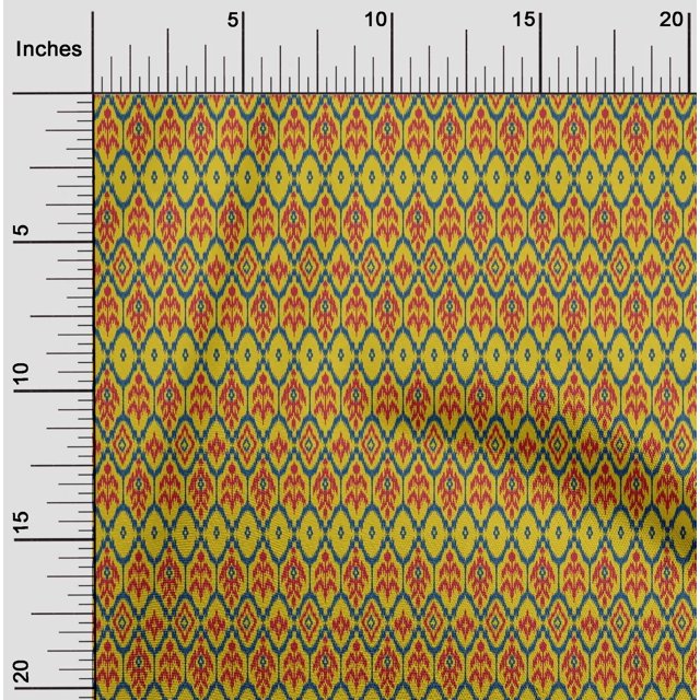 oneOone Polyester Lycra Fabric Geometric Ikat Printed Fabric 1 Yard 56 Inch Wide