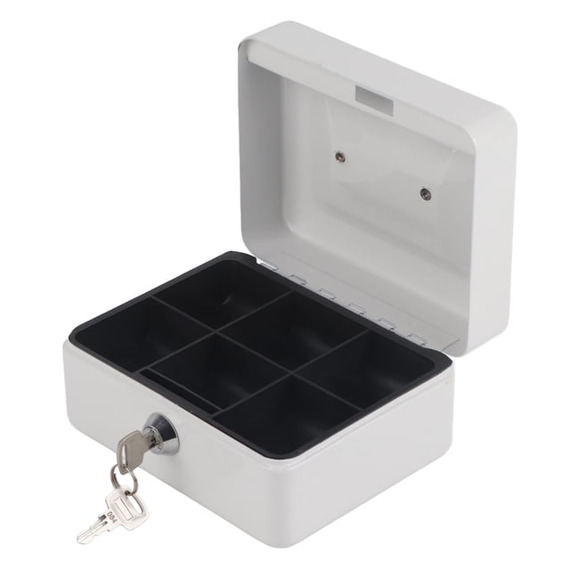 1 Pce Mini Fer Portable Verrouillable Argent Pièces Coffre-Fort Boîte de Sécurité Domestique (Blanc)