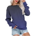 thumbnail image 1 of Lmnyox Chandails à Col Rond pour Femmes, Mode Décontractée, Imprimé, Manches Longues, Chandails à Enfiler avec Poche, Chemises Basiques Amples, 1 of 6