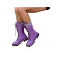 thumbnail image 1 of Woobling Bottes Mi-Mollet Confort pour Femmes Bottes d'Équitation Antidérapantes Bout Rond Violet 7, 1 of 6