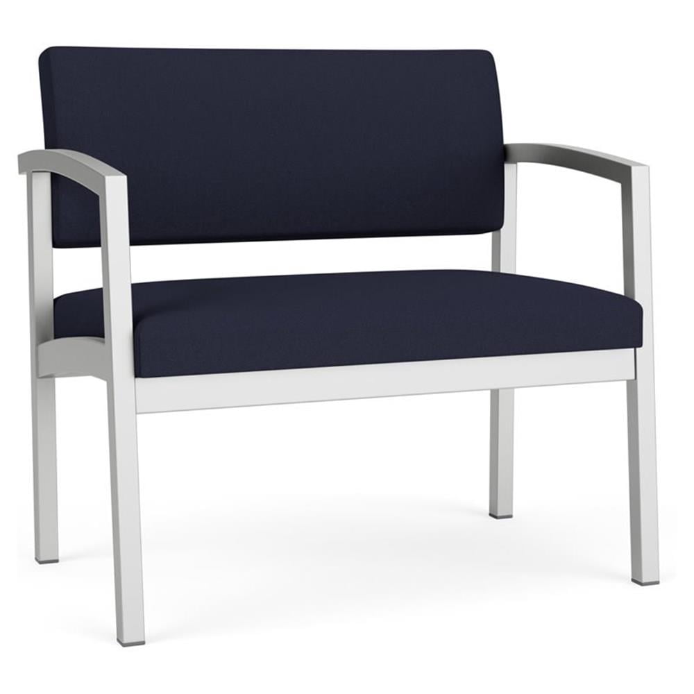 Chaise d'Attente pour Réception Bariatrique en Acier Lenox / Acier Argenté / Bleu Marine
