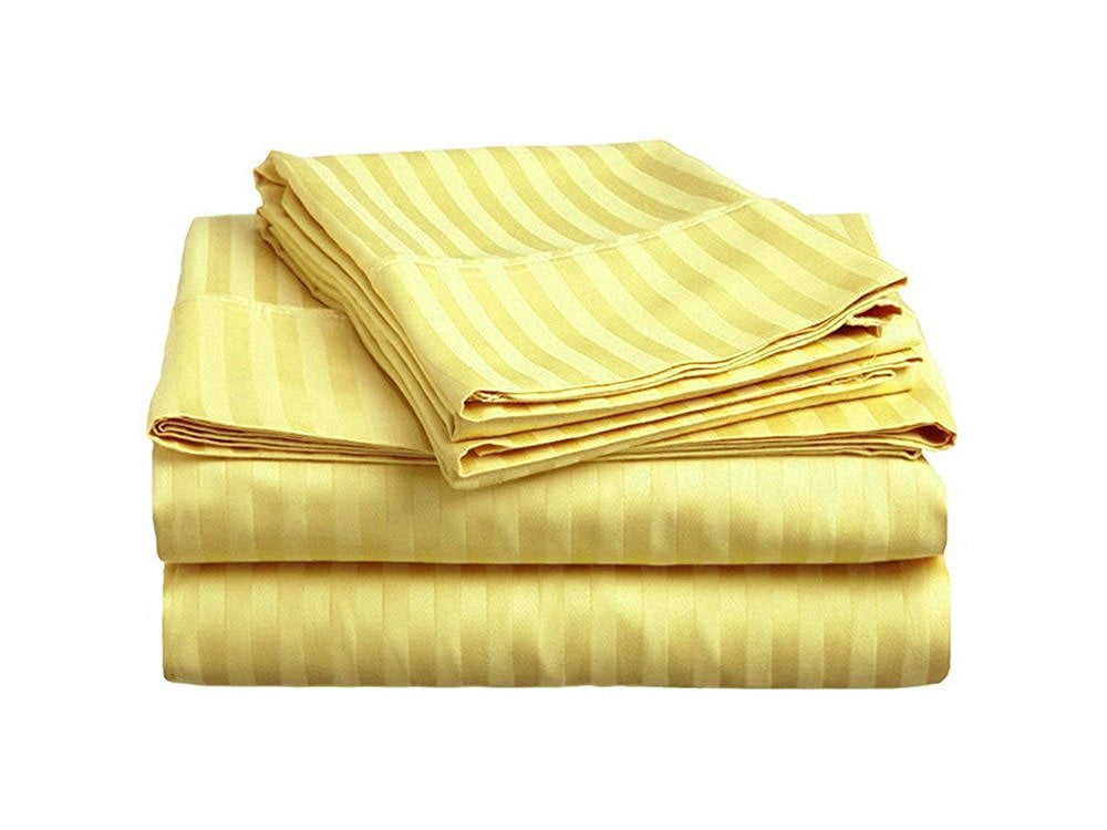 Bedding Series Sleeper Sofa Bed Sheet Set ( Stripe ) Egyptian Cotton 500 Thread Count Yellow ( Full Size 54"x72"x 8" )