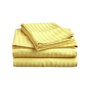 Bedding Series Sleeper Sofa Bed Sheet Set ( Stripe ) Egyptian Cotton 500 Thread Count Yellow ( Full Size 54"x72"x 8" )