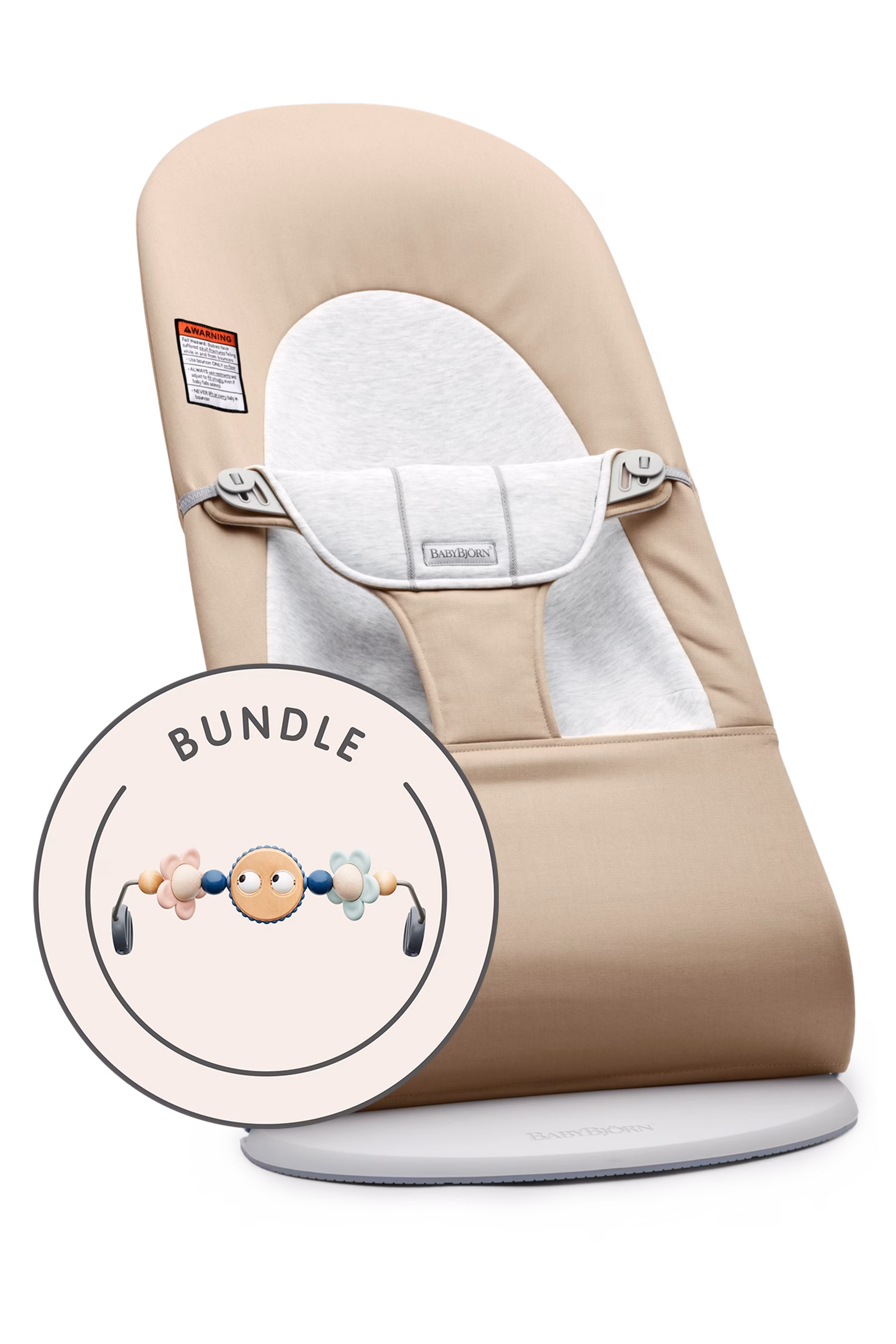 BabyBjorn Transat Balance Doux, Wo/Jer. Beige/gris avec Jouet Yeux Googly pastels
