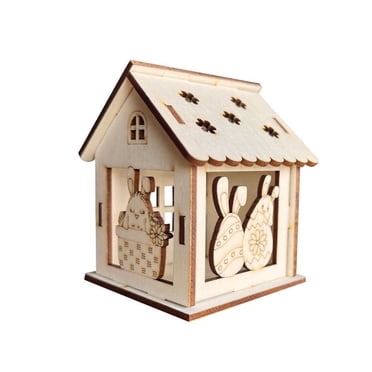 DIY Easter Wooden Cottage Craft Kit, Buildable Miniature House with Paintable Details, Holiday Decor Project for Family Bonding and Creative Play