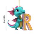 thumbnail image 3 of Fridja Personalized Dinosaur Christmas Ornament 26 Letters Hanging Pendant Ornaments 2024 Plastic Initial Monogram Xmas Tree Decorations with Hanging Rope Unique Customized Fun Gift for Kids (R), 3 of 4