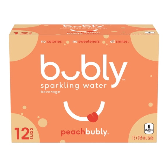 Bubly Peach Sparkling Water 12 x355 mL, Cans