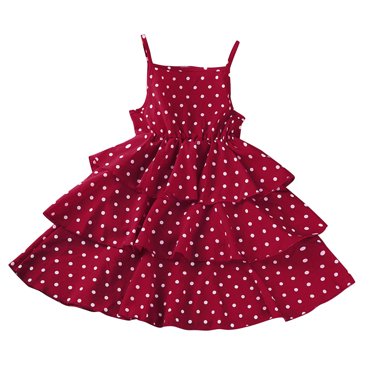 Plebaso Robes pour Bébés Filles Sans Manches à Bretelles à Pois Imprimés Robe Gâteau à Étages Vêtements de Mode pour Filles