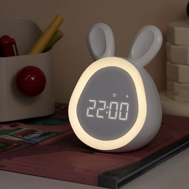 PRETXORVE Adorable Bunny Alarm Clock with for Bedrooms Featuring Smart Settings Adjustable Brightness Alarms and Multiple Ringtones for All Ages