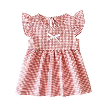JIRNDf Flower Baby Girl Dresses For Wedding Elegant Ball Gown Party Princess Infant Fly Sleeve Plaid Pattern Solid Color Light Four Colors Available Summer Formal Casual Girls Dress Pink 18-24 Months