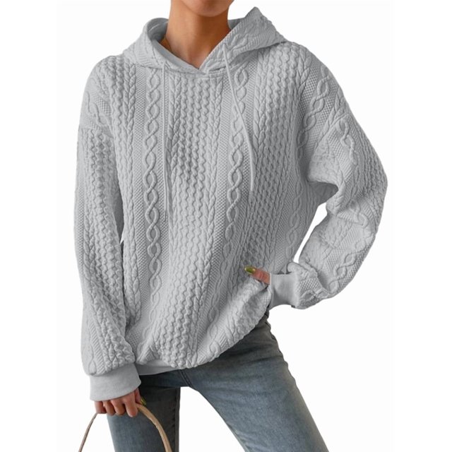 Womens Hoodies Oversized Hooded Sweatshirt Casual Long Sleeve Drawstring Pullover Tops Gray S