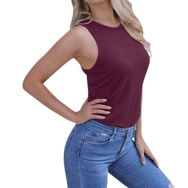 HNMKIU Sports Tank Top Women Workout Elegant Sexy Cool O Neck Sleeveless Solid Breathable Tank Tops Shirt