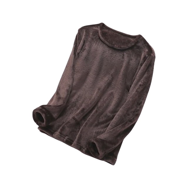 Chbgutlmr Pyjama pour Femmes à Manches Longues, Col Ras du Cou, en Molleton, Chaud, Hauts de Pyjama d'Hiver Amples et Confortables, Thermique, Tenue d'Intérieur, Chandail