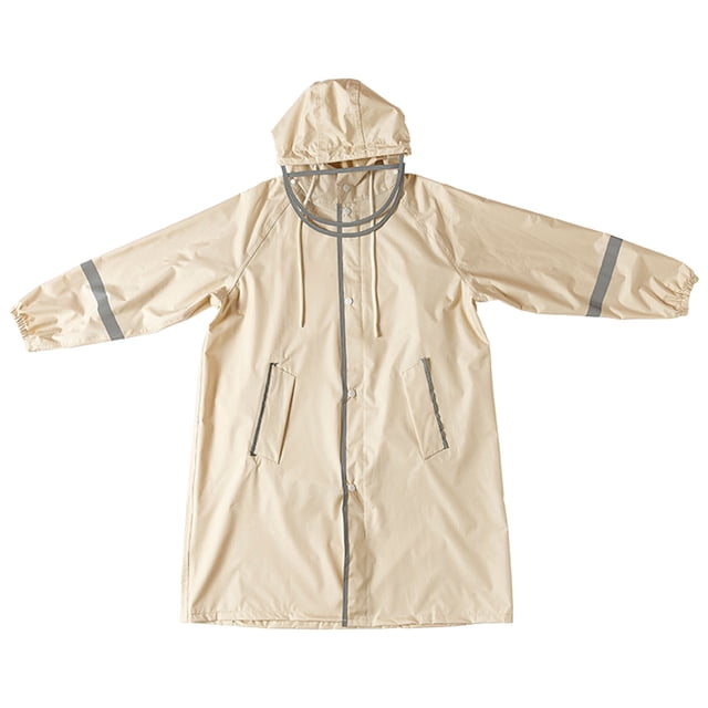 MIASHUI Manteau de Pluie pour Tout-Petits Enfants Garçons Filles, Veste de Pluie à Capuche, Beige, 5-6 Ans