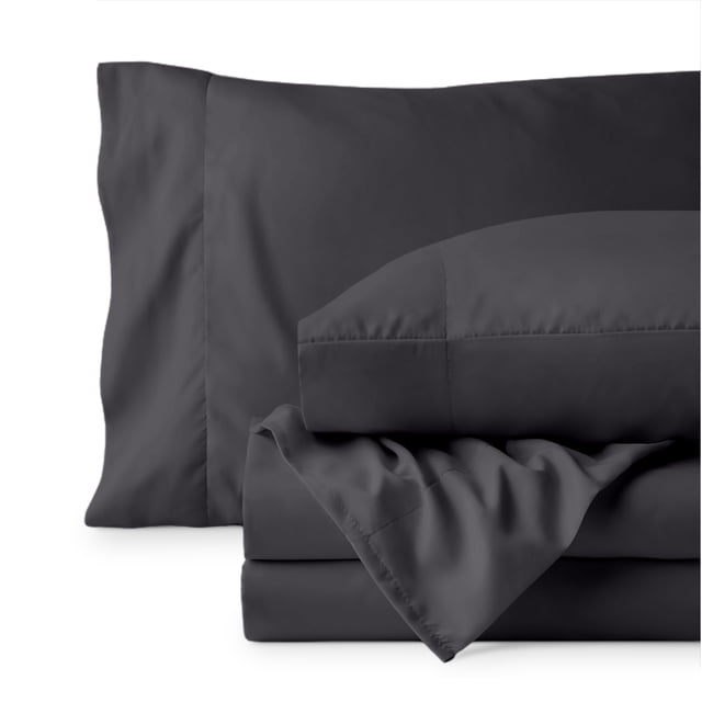 Ivy Union Microfiber Sheet Set - 4-Pieces - Breathable - Deep Pocket, Queen, Forged Iron Gray