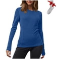 thumbnail image 1 of Yuyuzo Chandails à Manches Longues pour Femmes, Couche de Base Thermique Légère, T-Shirts à Col Rond, Hauts Chauds et Confortables avec Chaussettes, 1 of 7