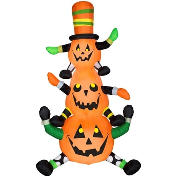 Gemmy 70764X 4 ft. Animated Whimsy Pumpkin Stack, 29.92 x 48.03 x 90.16 in.