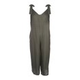 thumbnail image 2 of Women‘s Summer Sleeveless Backless Loose Relax Fit Pure Color Spaghetti Strap Cotton Linen Jumpsuit, 2 of 7