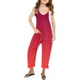 thumbnail image 1 of MIASHUI Combinaison pour Filles à Col en V Sans Manches, Décontractée, Pantalon Long, Rouge, 4-5 Ans, 1 of 5