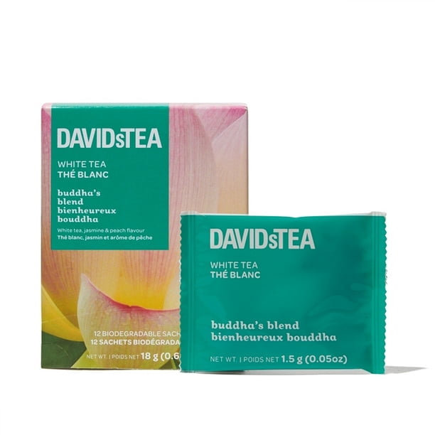 DAVIDsTEA - White Tea - Pack of 12 Individually Wrapped - Buddha's Blend Tea