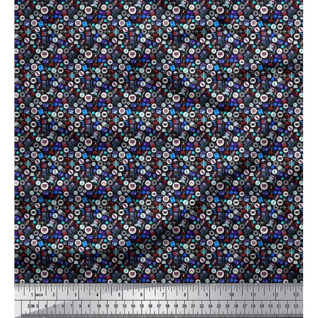 Soimoi Georgette Viscose Fabric Scientific Lab Equipments Education Theme Printed Craft Fabric by The Yard 42 Inch Wide