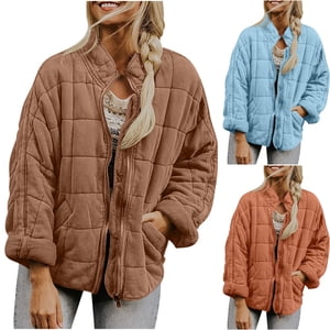 UPPADA Womens Cropped Puffer Jackets Hooded Warm Coats Zip up Quilted Down Sherpa Coats Dressy Winter Outerwear Coats with Pockets,Puffer Jacket Womens Quilted Sky Blue,S