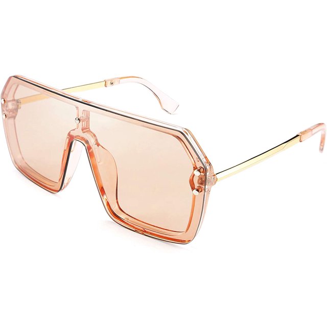 FEISEDY Lunettes de Soleil une Pièce Siamoises Classiques Belles Sans Monture Design Rétro Élégant pour Femmes Hommes B2574