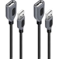 thumbnail image 1 of Fasgear USB Extender Cable, 2-Pack 6ft USB 2.0 Type A Male to Female Extension Cable for Laptop Cooling Pad, USB Flash Drive, Keyboard, Mouse, Printer at Home/Office/Car (1.8m,Black), 1 of 6