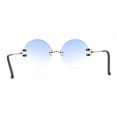 thumbnail image 2 of Luxury Designer Style Rimless Hippie Round Circle Lens Sunglasses Gold Blue, 2 of 4