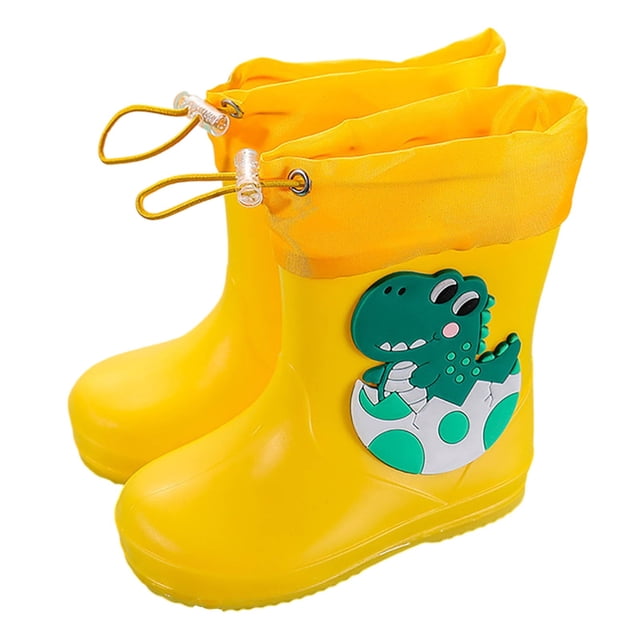MIASHUI Toddler Rain Boots Easy-on Lightweight and Waterproof Shoes,Yellow,4.5-5 Years