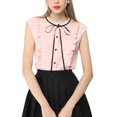 thumbnail image 2 of Unique Bargains Femmes Cravate Cou Cap Manches Bouton Bas Chemise d'Été à Volants, 2 of 7