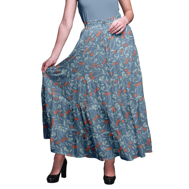 Bimba Jupes Maxi Imprimées Femmes Style Bohème Gitane Longue Jupe en Coton