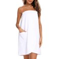 thumbnail image 4 of Kaemgyyd Women's Wrap Bath Robe Fleece Quick Drying Tube Robes Lightweight Adjustable Short Bathrobe with Pocket, 4 of 7