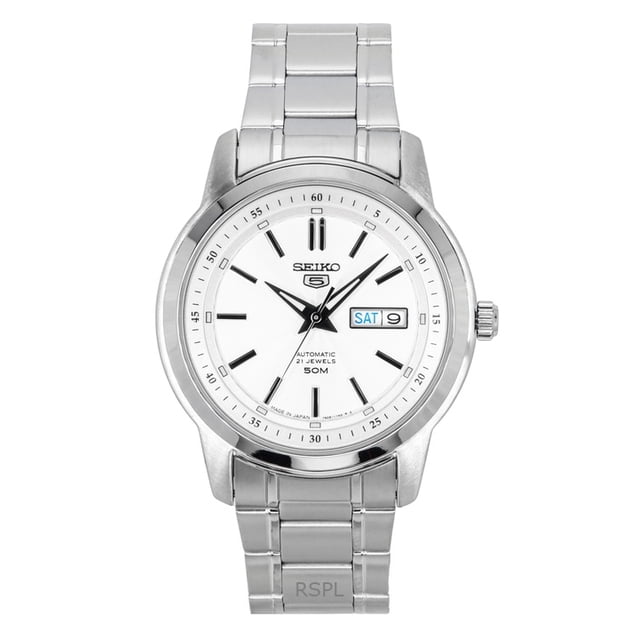 Seiko 5 Stainless Steel Silver Dial 21 Jewels Automatic SNKM83J1 Men's Watch